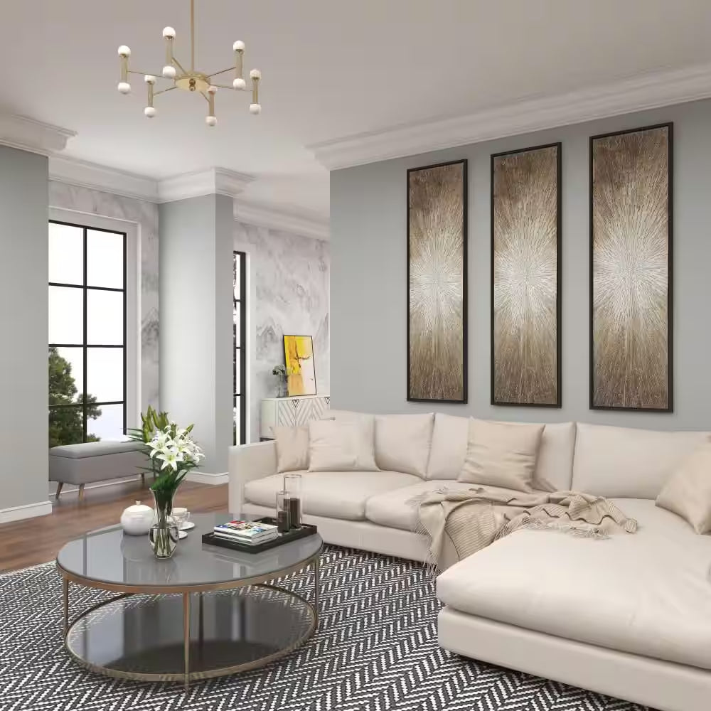 1- Panel Starburst Radial Framed Wall Art with Black Frame 20 In. X 71 In.