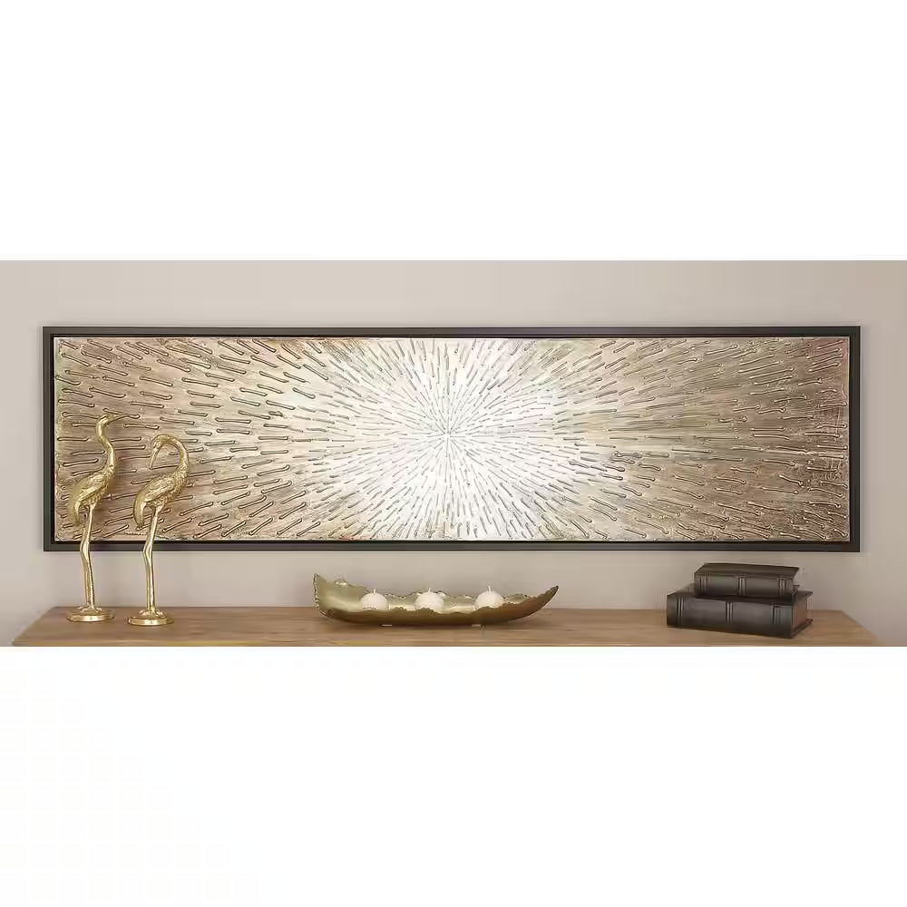 1- Panel Starburst Radial Framed Wall Art with Black Frame 20 In. X 71 In.