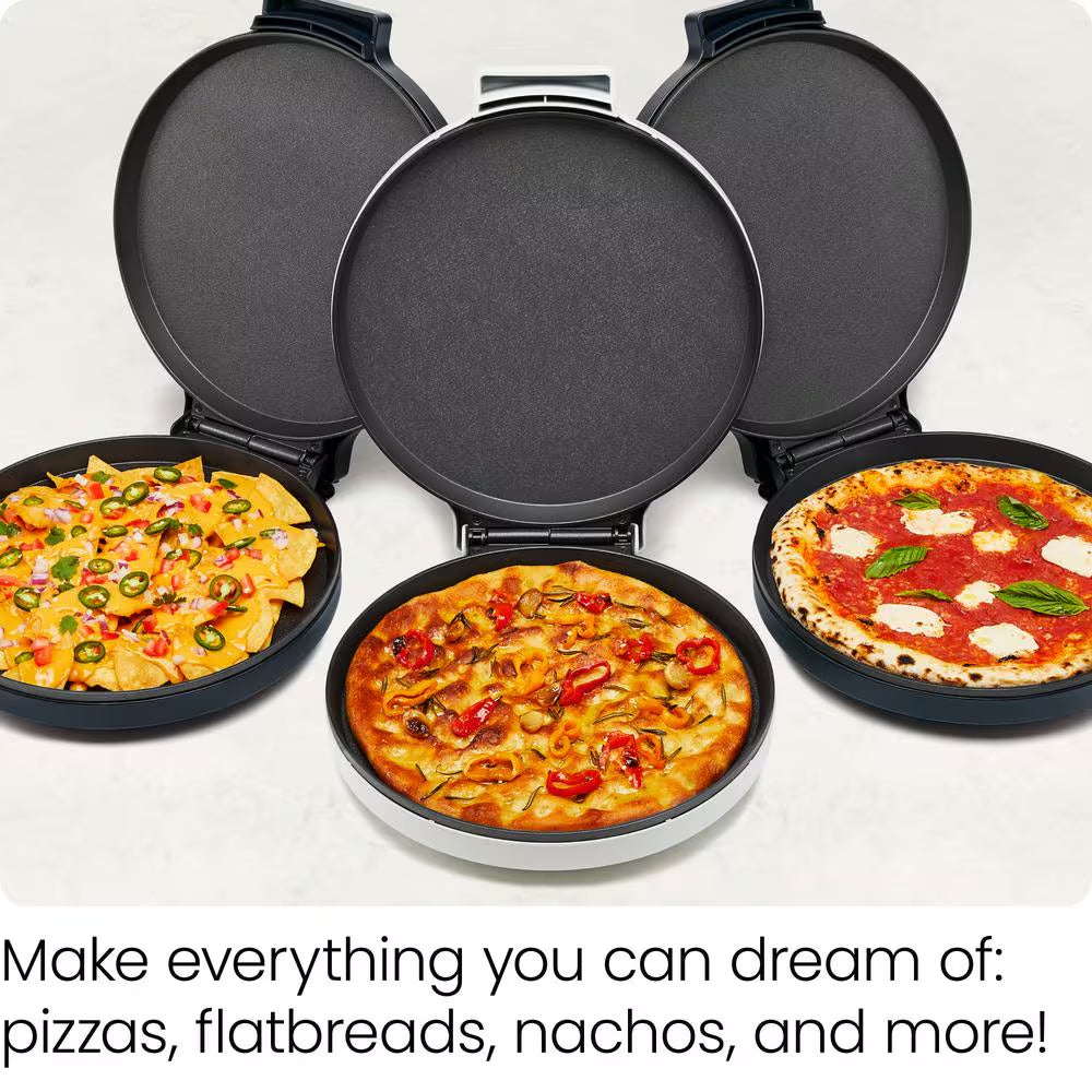 113 Sq. In. White Pizza Maker Countertop Electric Griddle Specialty Grill