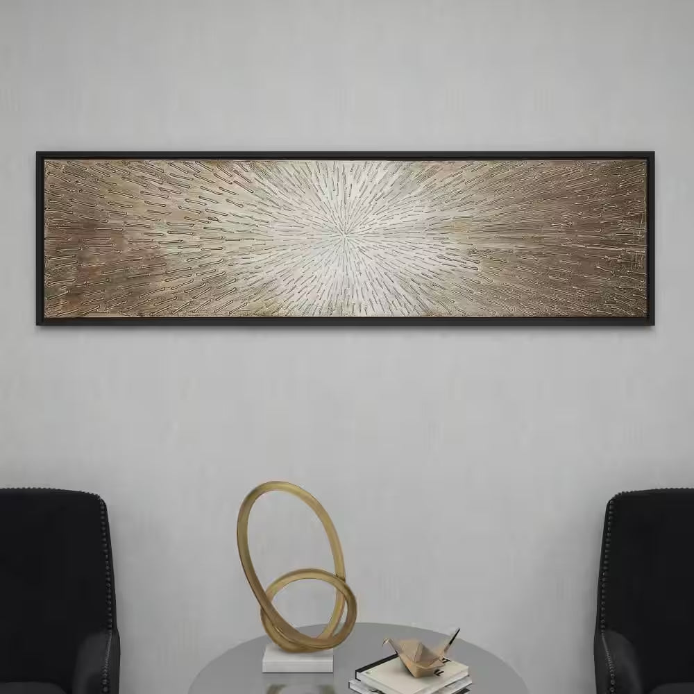 1- Panel Starburst Radial Framed Wall Art with Black Frame 20 In. X 71 In.