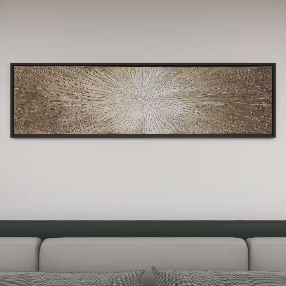 1- Panel Starburst Radial Framed Wall Art with Black Frame 20 In. X 71 In.