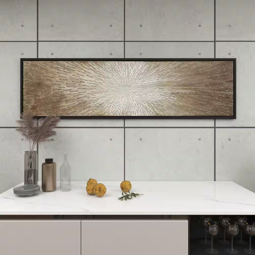 1- Panel Starburst Radial Framed Wall Art with Black Frame 20 In. X 71 In.