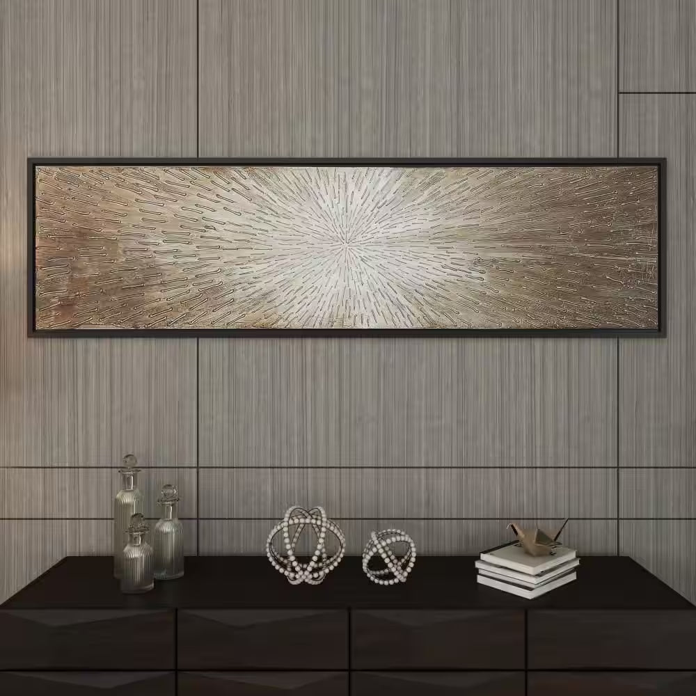1- Panel Starburst Radial Framed Wall Art with Black Frame 20 In. X 71 In.